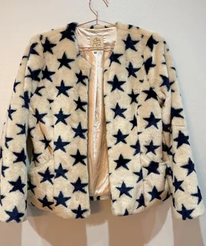 Chaser Faux Fur Star Collarless Jacket Medium thumbnail 1