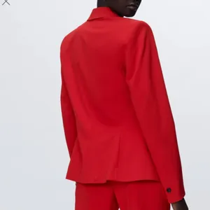 Zara Linen Blend Red Oversized Boyfriend Jacket Blazer M thumbnail 3