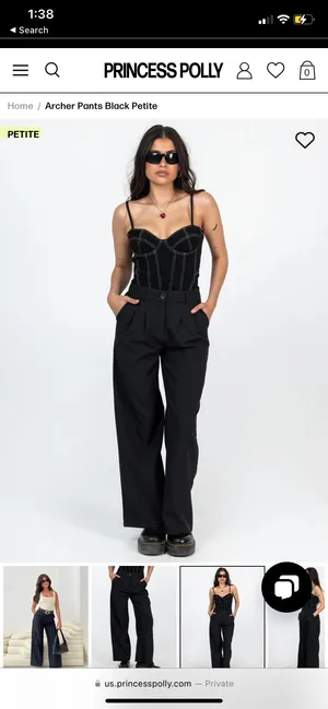 Princess Polly Archer Pants Black thumbnail 2