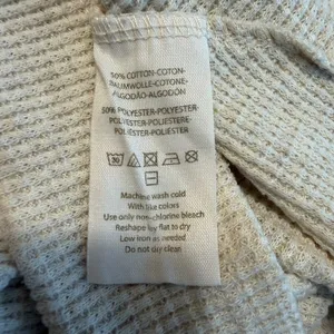 We The Free People Med Waffle‎ Knit Thermal Swing Top Oatmeal Oversized Boho thumbnail 8