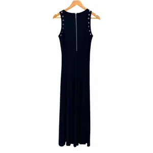 Joseph Ribkoff Black Sleeveless Grommet Maxi Dress Side Slit Size 4 US 6 UK‎ thumbnail 6