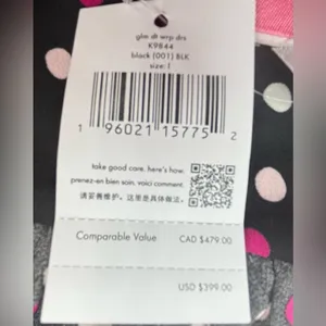 Kate Spade L Drop Waist Wrap Black and Pink Polka Dot Dress thumbnail 12
