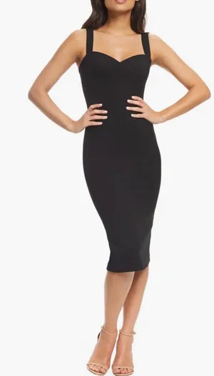 Dress the Population‎ Nicole Sweetheart Neck Black Cocktail Dress NEW Size Large thumbnail 1