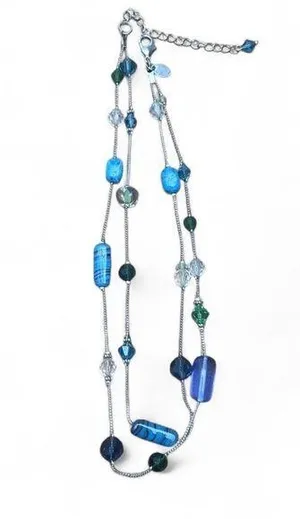 Lia Sophia Blue, Green & Clear Beaded Statement Necklace thumbnail 1