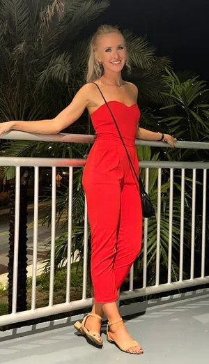 Express Jumpsuit Red Strapless thumbnail 1