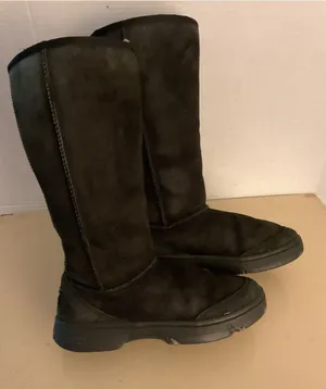 UGG women Black suede tall Tasman braided classic boots US 6 thumbnail 1