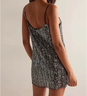 Free people midnight kiss mini slip dress charcoal color combo thumbnail 7