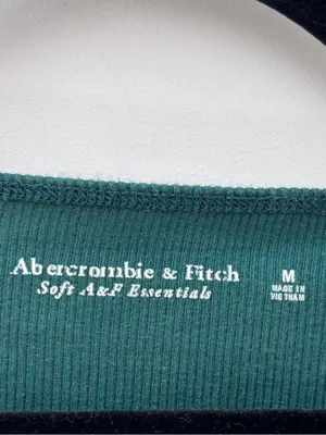 Abercrombie & Fitch Soft A&F Essentials Green Square Neck Long Sleeve Top Medium thumbnail 6