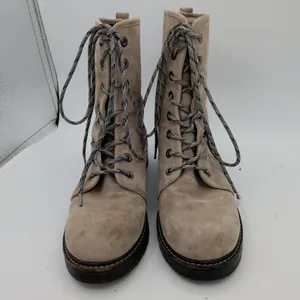 Stuart Weitzman Taupe Suede Lace Up Combat Boots WW26383 Womens 8.5M‎ Spain thumbnail 3