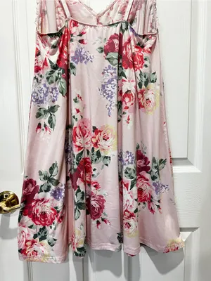 Flora Nikrooz Chemise Slip Nightgown Pajama Dress Size XL Pink Floral Lace thumbnail 8