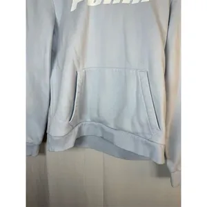 PUMA Essentials Logo Pullover Hoodie Women’s M Light Blue Fleece Lined thumbnail 5