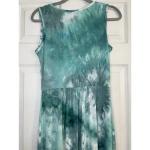 WOOSEA Size S Women’s Sleeveless Deep V-Neck Maxi Dress Blue Green Tie Dye Boho thumbnail 5