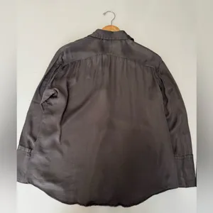 Zara Button Down Shirt Long Sleeve‎ Collared Blouse Top Gray Size M thumbnail 5