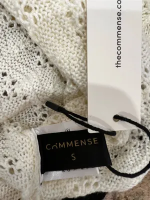 Commense Crochet Knit Crop Top Midi Skirt Set White Black Small NWT thumbnail 5