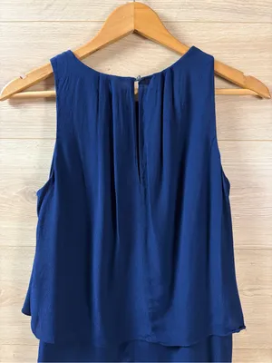 J. Crew Sleeveless Layered Navy Blue Top Size 2 thumbnail 5