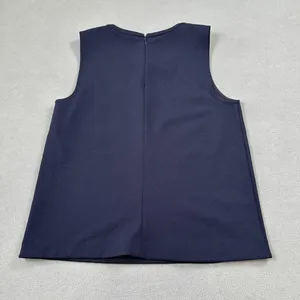 Ann Taylor Navy Blue Sleeveless Shell Top XS Keyhole Back Stretch Blouse thumbnail 2