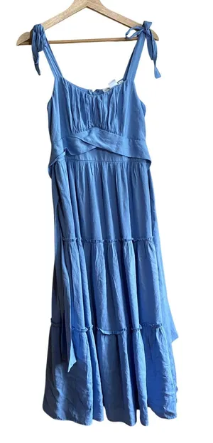 Altar'd state blue tiered maxi dress sleeveless‎ women's size M cinched waist thumbnail 1