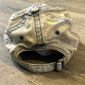 Adidas Originals Trefoil Distressed Hat Acid Stonewash Denim Strapback Hat thumbnail 2
