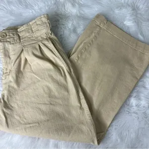 Maeve Anthropologie High-Waisted Wide-Leg Culottes Pants Khaki Crop Size 2 thumbnail 6