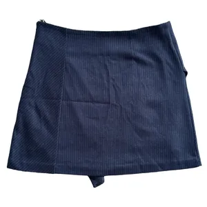 NWT 1.STATE Pinstripe Ruffle Wrap Mini Skirt Blue Night Navy 8158406 Medium thumbnail 3