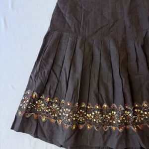 Ann Taylor Loft Brown Linen Blend Pleated Sequin Hem A-Line‎ Skirt Womens 10 thumbnail 10