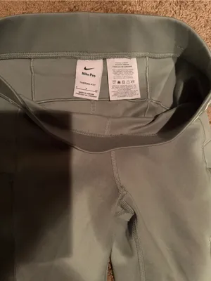 Nike Pro Therma Fit Sage‎ Green Performance Leggings with Side Panel thumbnail 2