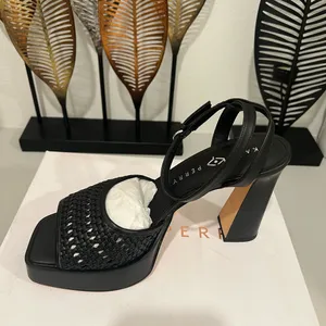 Katy Perry Black Strappy Woven Heels size 9 thumbnail 2