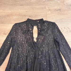 Free People Tell Tale Boho Black Lace High‎ Neck Keyhole Tunic Top Dress Xsmall thumbnail 3