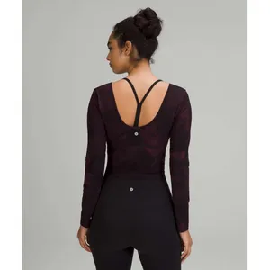 Lululemon Align Long Sleeve Shirt Diamond Dye Cassis Black V-Neck Crop Top 10 thumbnail 4