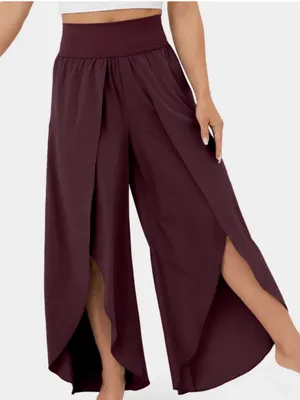 Halara Breezeful Crimson High Waisted Split Leg Harem Pants Women’s Medium thumbnail 1