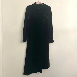 Soft Surroundings Saorise Velvet‎ Dress 4 High Neck Asymmetric Evening Wedding thumbnail 3