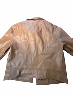 NEW Anthropologie Katy cropped vegan leather button jacket camel brown coat Xs thumbnail 8