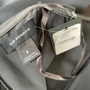 NWT Club Monaco Strapless Satin Jumpsuit Grey 8 $289 thumbnail 9