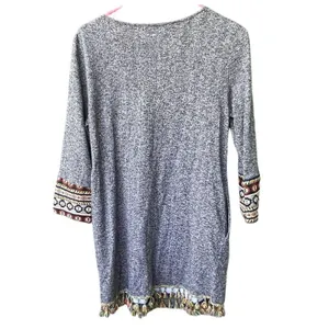 Entro Size M boho festival dress. Embroidered Tassels fringe Aztec thumbnail 3