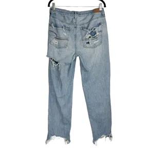 American Eagle Womens 90s Straight Pride Jeans Sz 10 Distressed Light Wash thumbnail 3