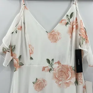 Lulus Take You There Floral Maxi Dress M NWT Ivory Off Shoulder Wedding Guest thumbnail 6