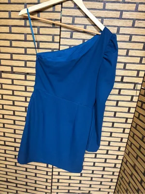 Mod On Trend Teal One Shoulder Dress Size Medium thumbnail 2