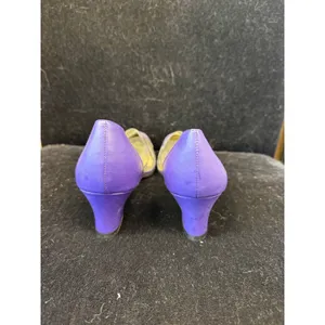 Annie Purple Clear Vinyl Scroll Embroidery Low Block Heel Pumps Womens‎ 7.5W thumbnail 4