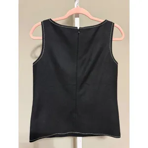 Ann Taylor‎ Black Wool Blend Tank Top Contrast Stitch Sleeveless Size 6 thumbnail 4