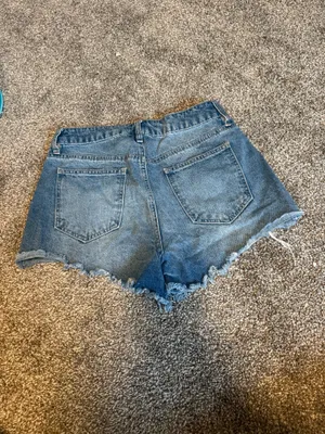 High-rise jean shorts in blue thumbnail 2