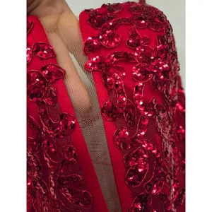 Clarisse Red Long Sequin High Slit Pageant Homecoming Formal Red Dress 6 thumbnail 5