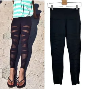 Lululemon High Times Crop *Tech‎ Mesh Black Leggings Size 6 thumbnail 2