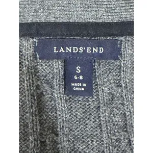 Lands End Womens S 6-8 Gray Cable Knit V-Neck Button Front Cardigan Sweater thumbnail 3