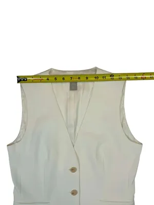 H&M Women's White Single-Breasted Tailored Suit Vest Waistcoat thumbnail 4