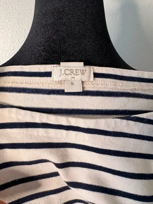 J.Crew blouse boat neck navy blue and cream color thumbnail 4