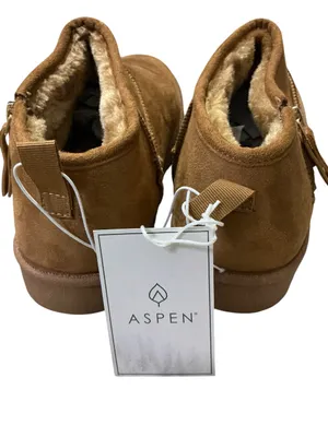 ASPEN Mini Side-Zip Faux Shearling Boots 7 Chestnut $49 Retail NEW thumbnail 7