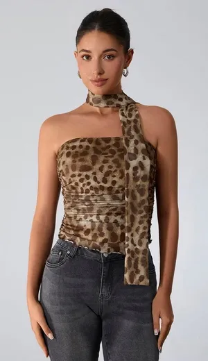 Amazon Cheetah Top with Scarf thumbnail 1