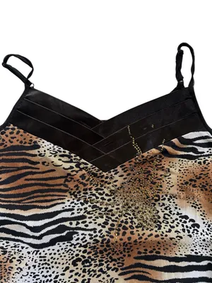 Y2K Bling Animal Print Mob Wife 2000s Maximalist Size L/XL Spider Rhinestone Top thumbnail 4