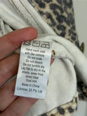 NEW Lioness Rider Seamed Denim Jacket in Beige Leopard Fade Print - Size L thumbnail 9
