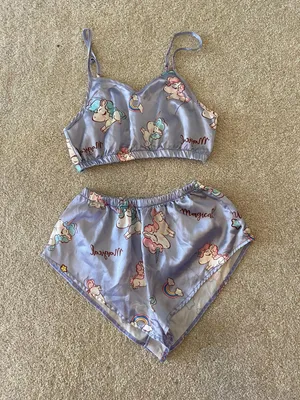 SheIn Lilac Cartoon Pajama Set thumbnail 1